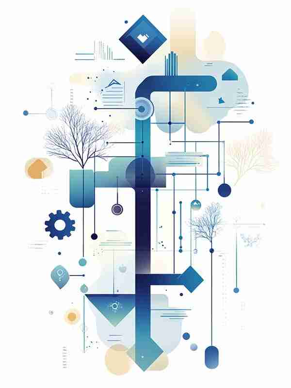 Abstract illustration representing industry credentialing, technology advancements, and professional growth.