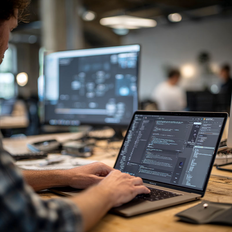 Engineer working with infrastructure as code tools like Terraform or Ansible, provisioning scalable cloud systems.